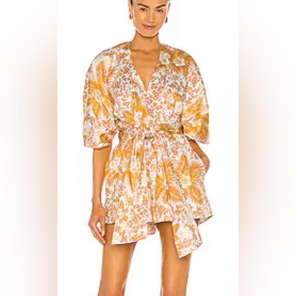 AMUR Floral Jumpsuit in Orange and White